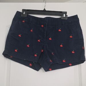 🍒Adorable J. Crew Chino Shorts. Navy Blue With Red Cherry Pattern!🍒